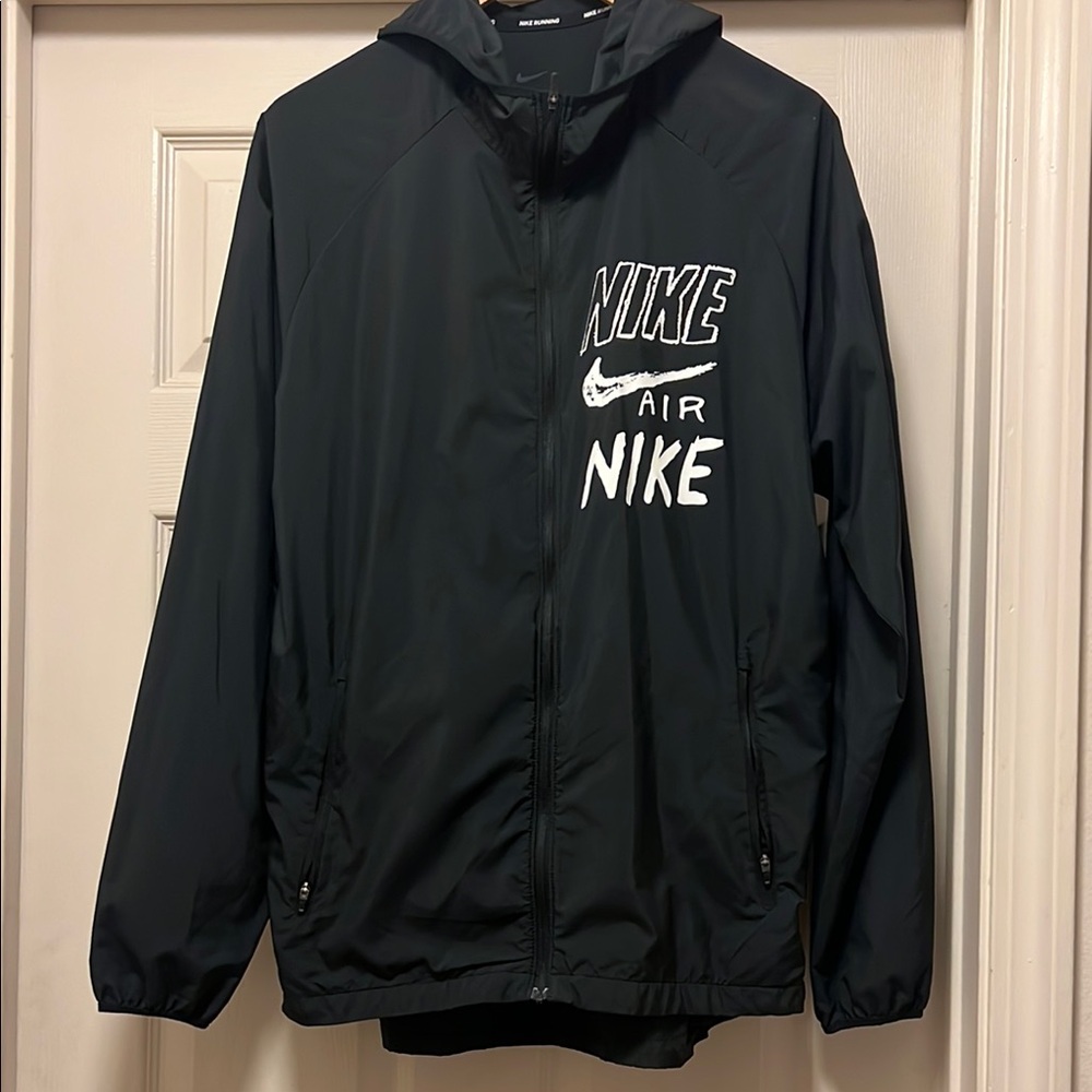 Nike Black Windbreaker with Hood and Full Zipper